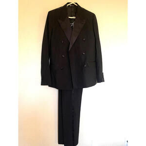 Dolce & Gabbana Black Wool silk 6 button Crossed Tuxedo Two Piece NWT SZ 48